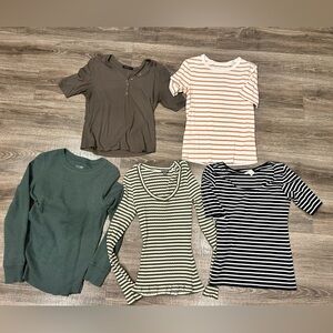 Striped and Solid Shirt Set